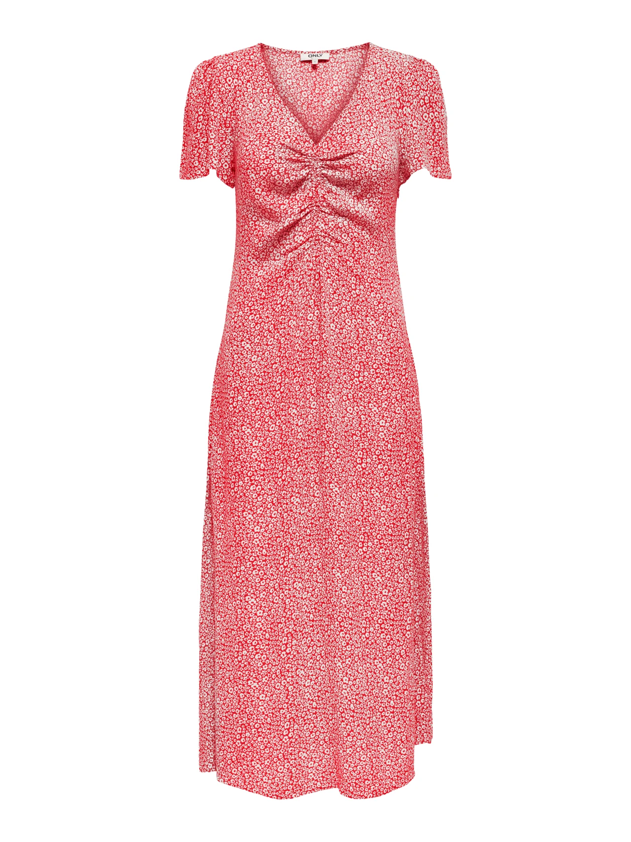 Sommerliches Maxikleid mit Blumenmuster und kurzen Ärmeln