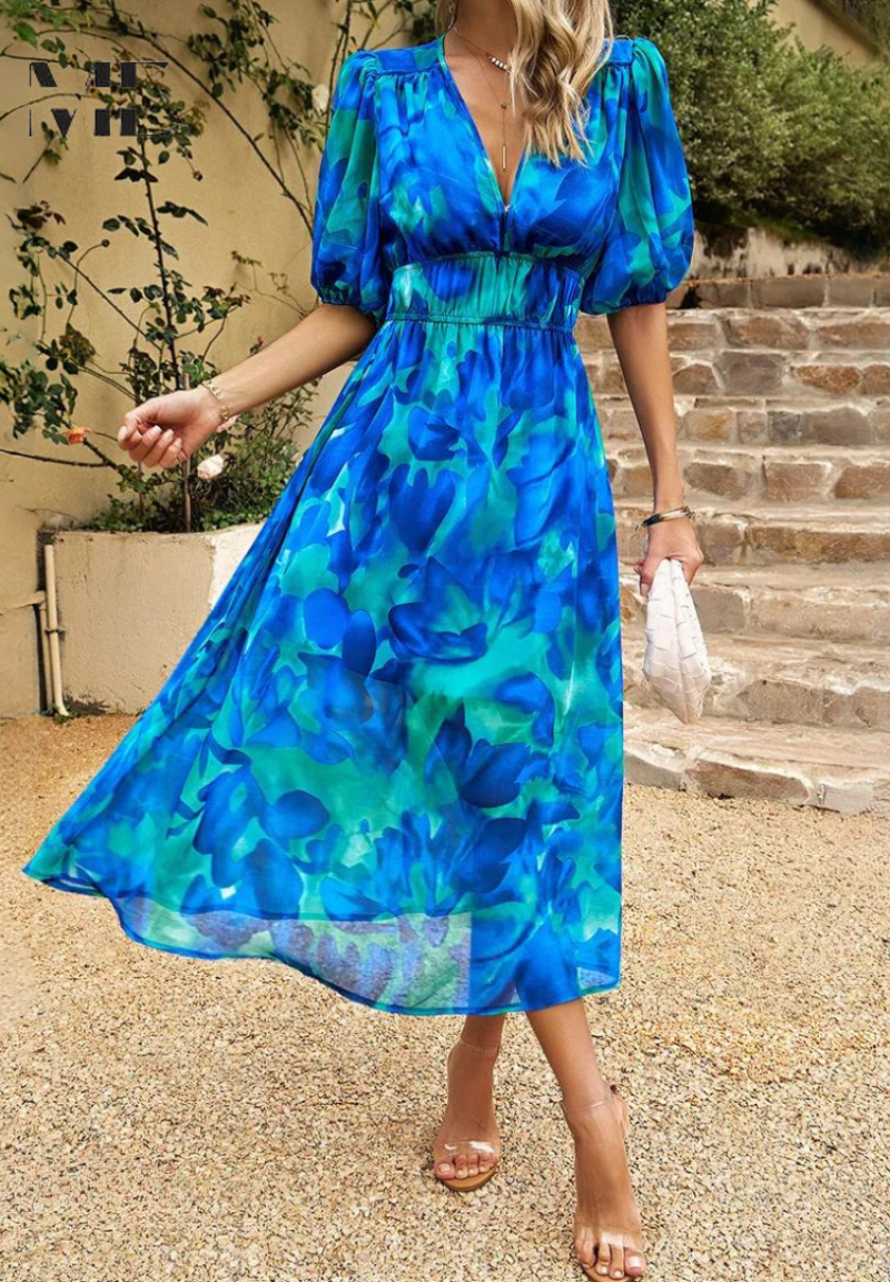 Zeitloses Midikleid mit kurzen Ärmeln für stilvolle Auftritte