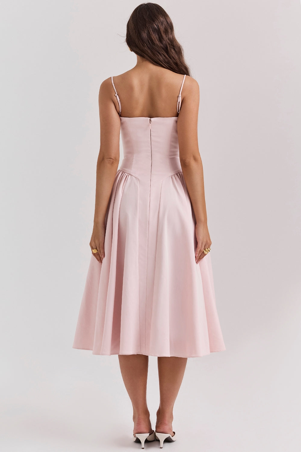 Midikleid mit Korsettstil und schmalen Trägern