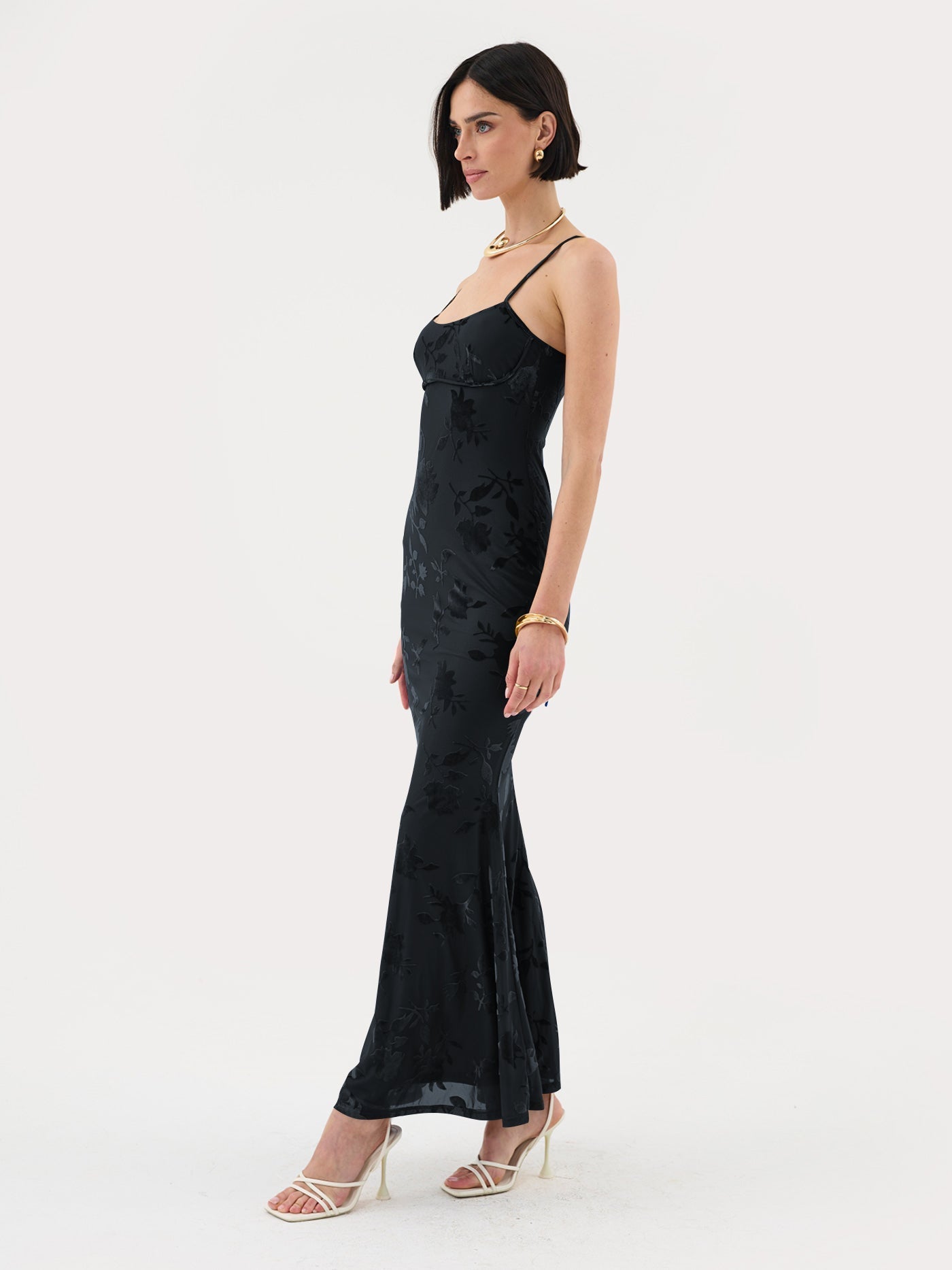 Maxikleid mit Trägern und floralem Muster für besondere Anlässe