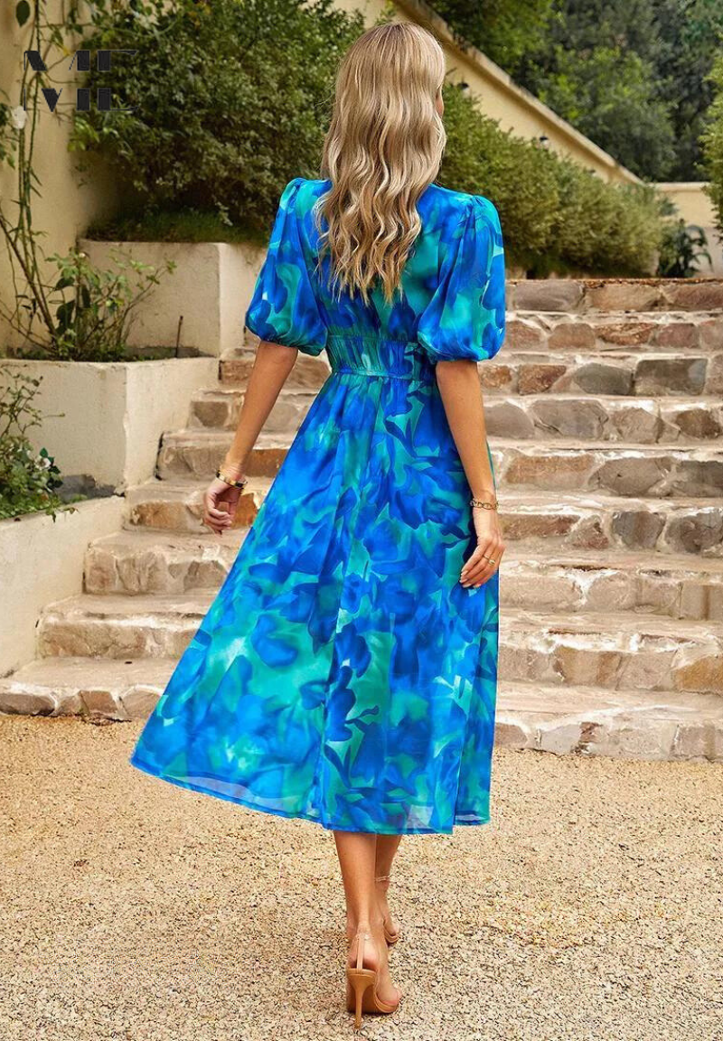 Zeitloses Midikleid mit kurzen Ärmeln für stilvolle Auftritte