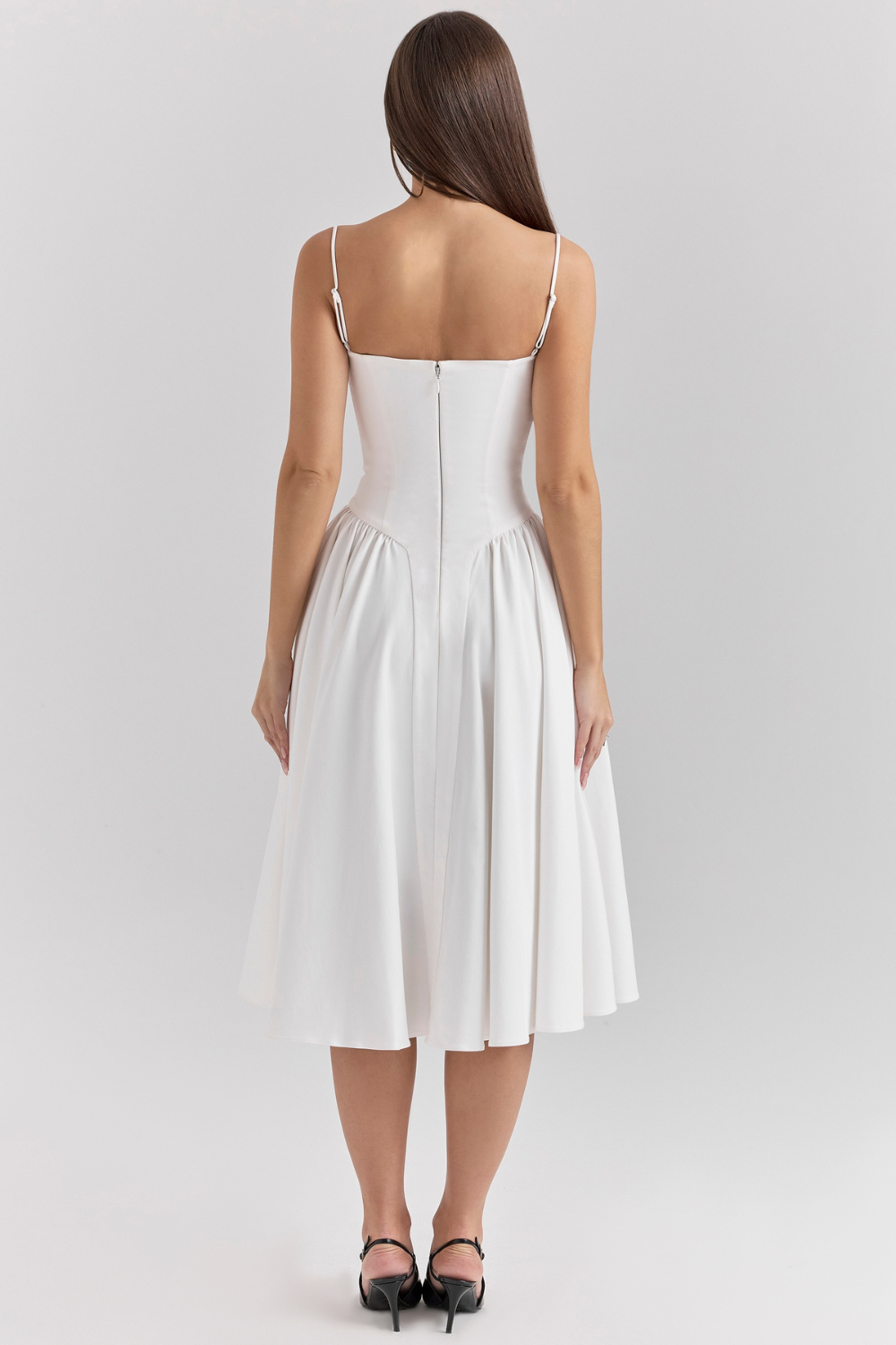 Midikleid mit Korsettstil und schmalen Trägern