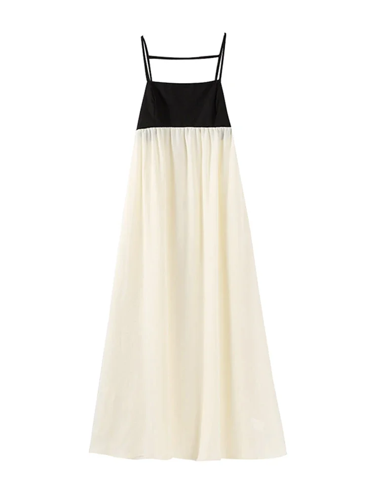 Modernes Sommer Maxikleid mit schmalen Trägern und lockerer Passform