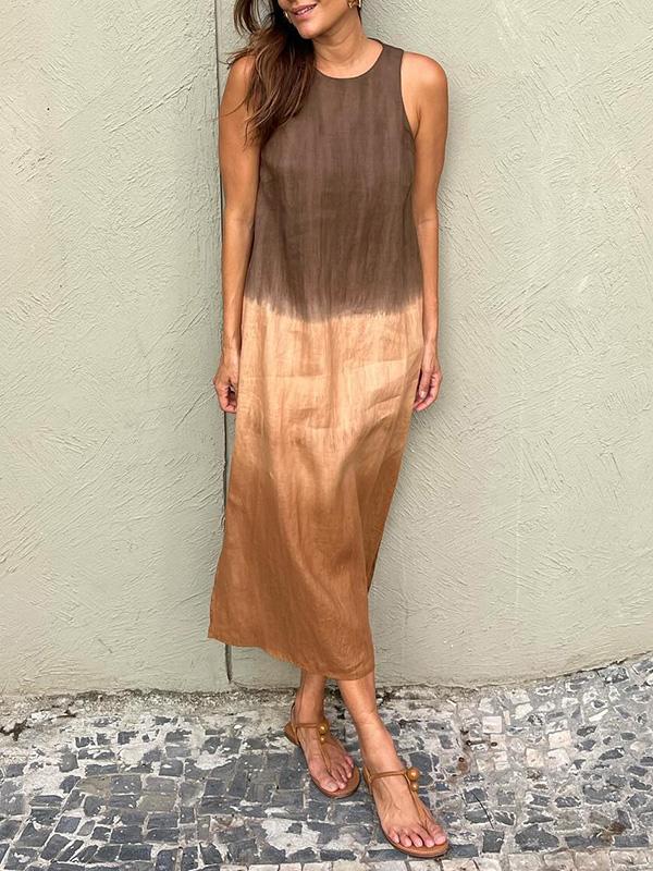 Ärmelloses Sommerkleid in Maxilänge mit sanftem Farbverlauf