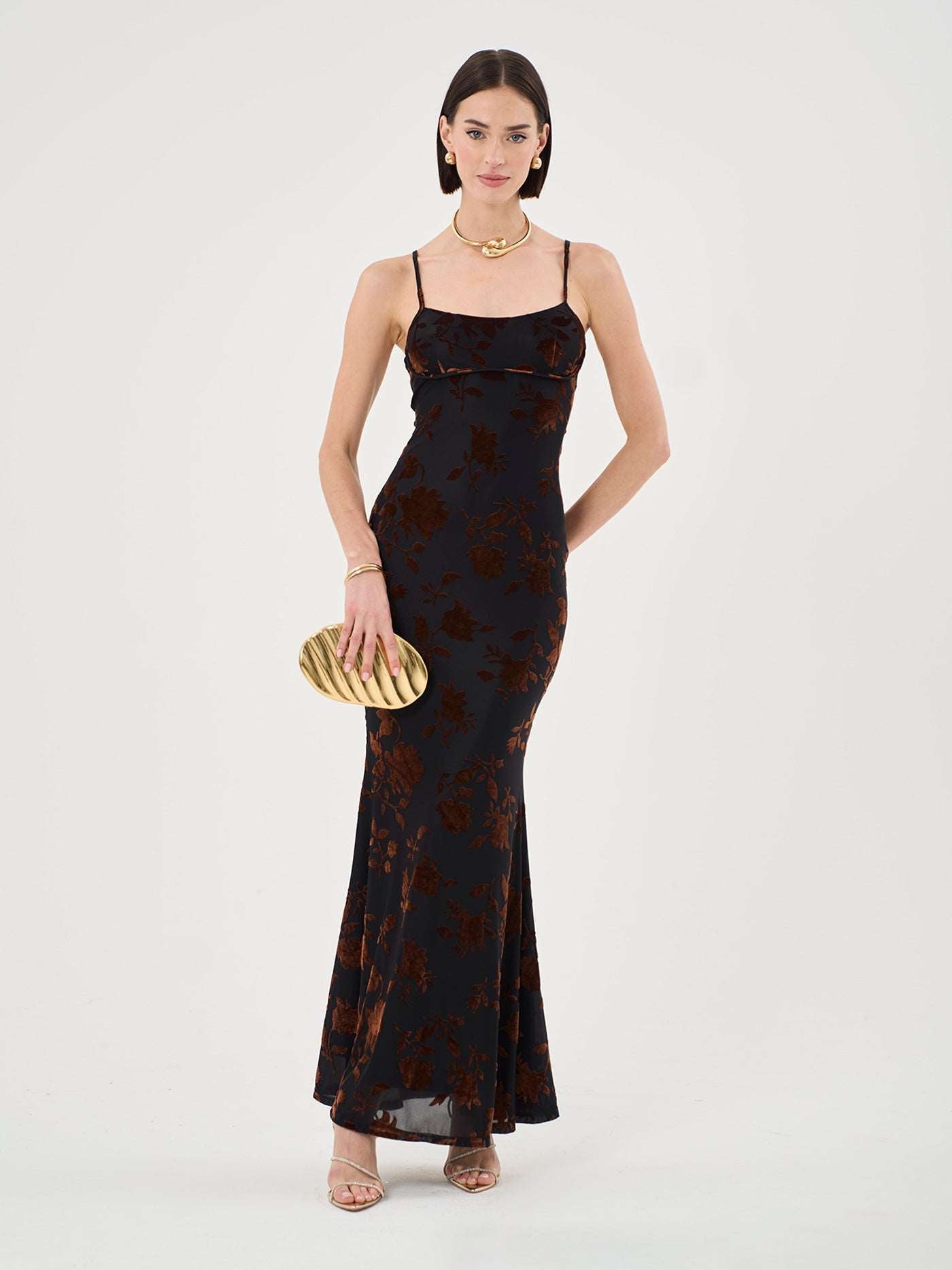 Maxikleid mit Trägern und floralem Muster für besondere Anlässe
