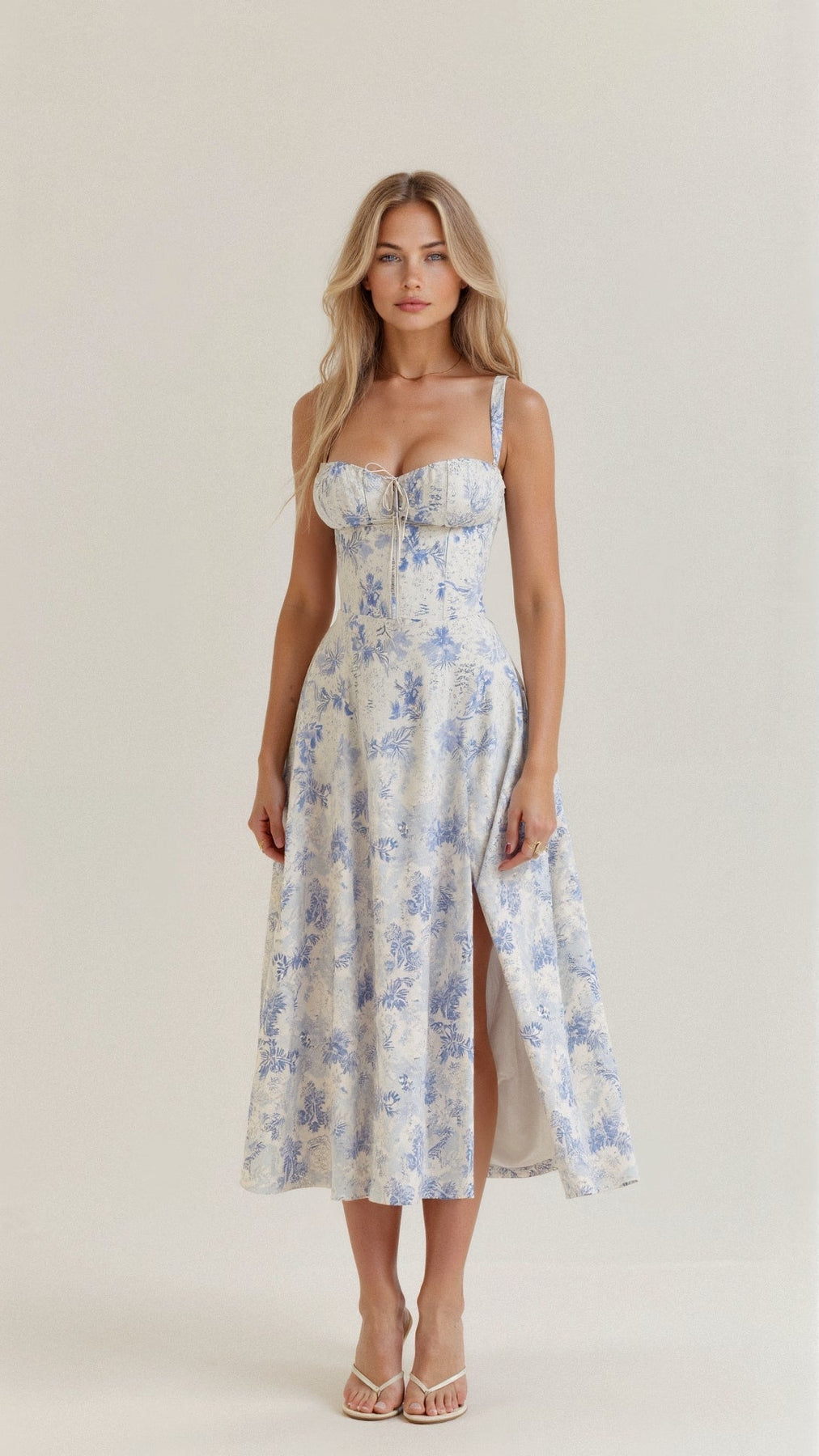 Midikleid mit floralen Details und Trägern für stilvolle Sommertage