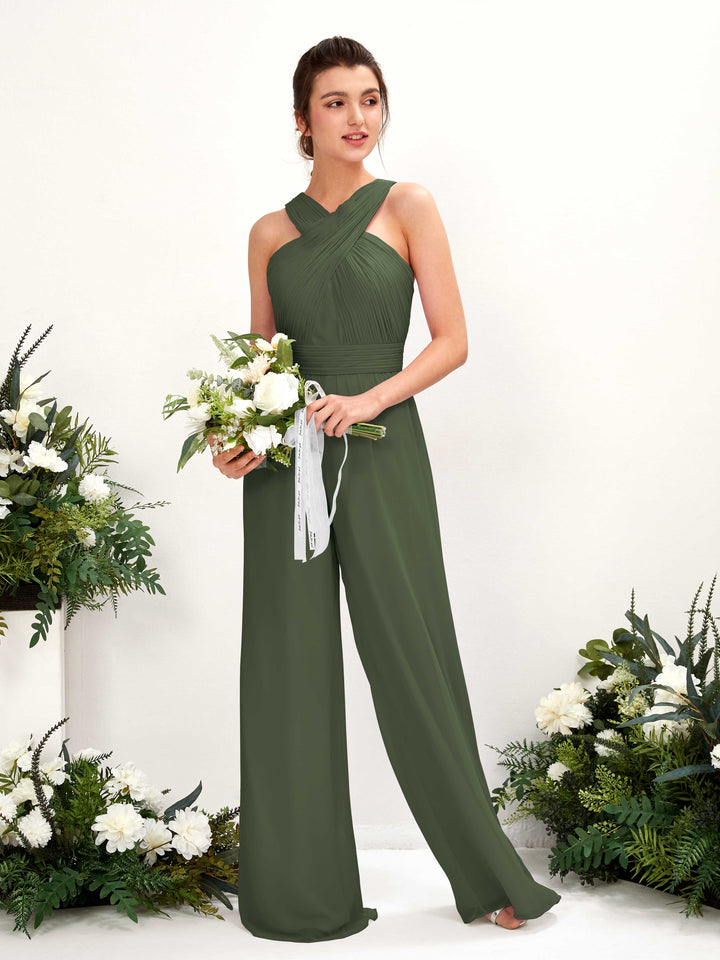 Eleganter ärmelloser Damen Jumpsuit mit überkreuztem Ausschnitt in Maxilänge