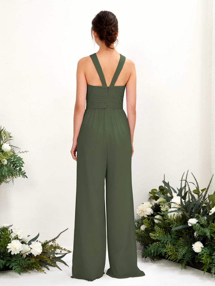 Eleganter ärmelloser Damen Jumpsuit mit überkreuztem Ausschnitt in Maxilänge