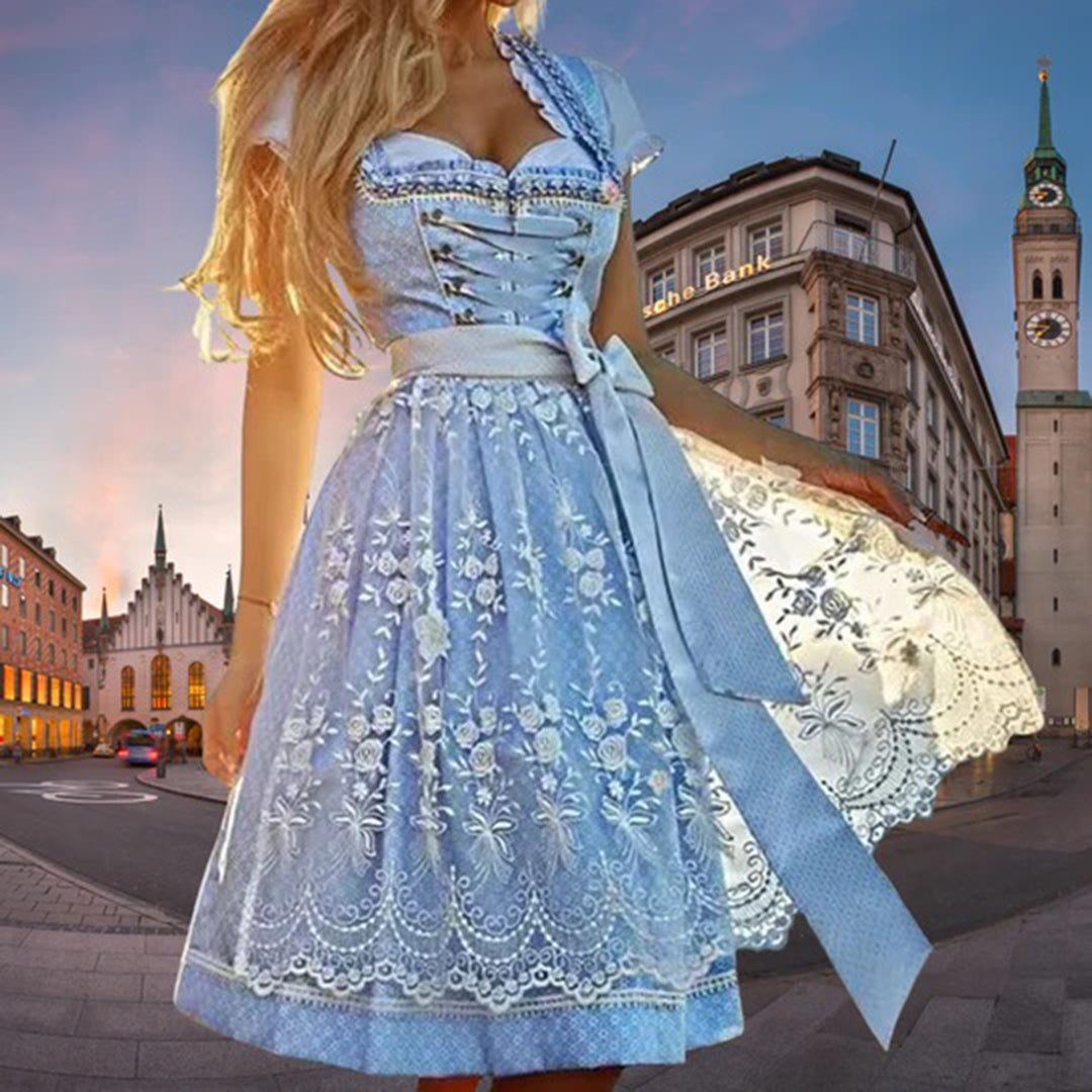 Modisches Midikleid mit Korsettoptik kurzen Ärmeln und Gürtel