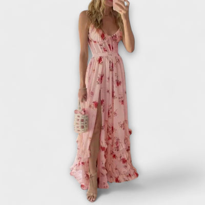 Maxikleid mit Blumenmuster und verspieltem Volantsaum für den Sommer