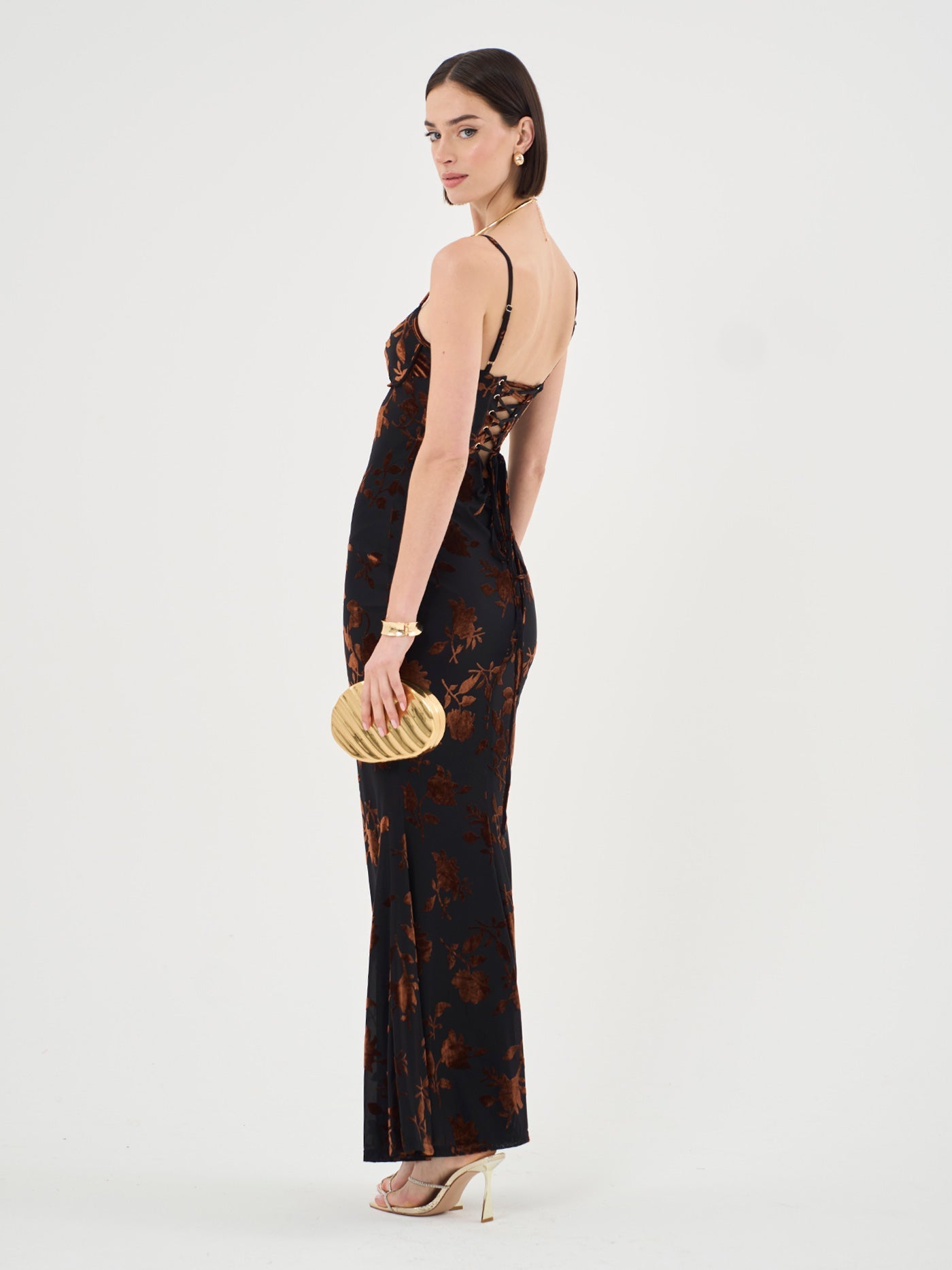 Maxikleid mit Trägern und floralem Muster für besondere Anlässe
