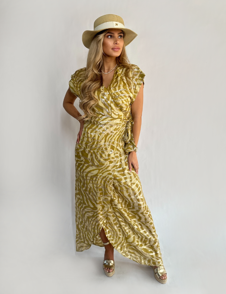 Elegantes Wickelkleid in Maxilänge mit kurzen Ärmeln