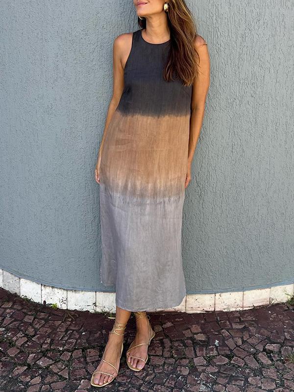 Ärmelloses Sommerkleid in Maxilänge mit sanftem Farbverlauf