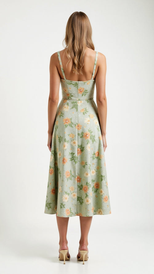 Langes Blumenkleid mit Volantdetails für luftige Sommertage