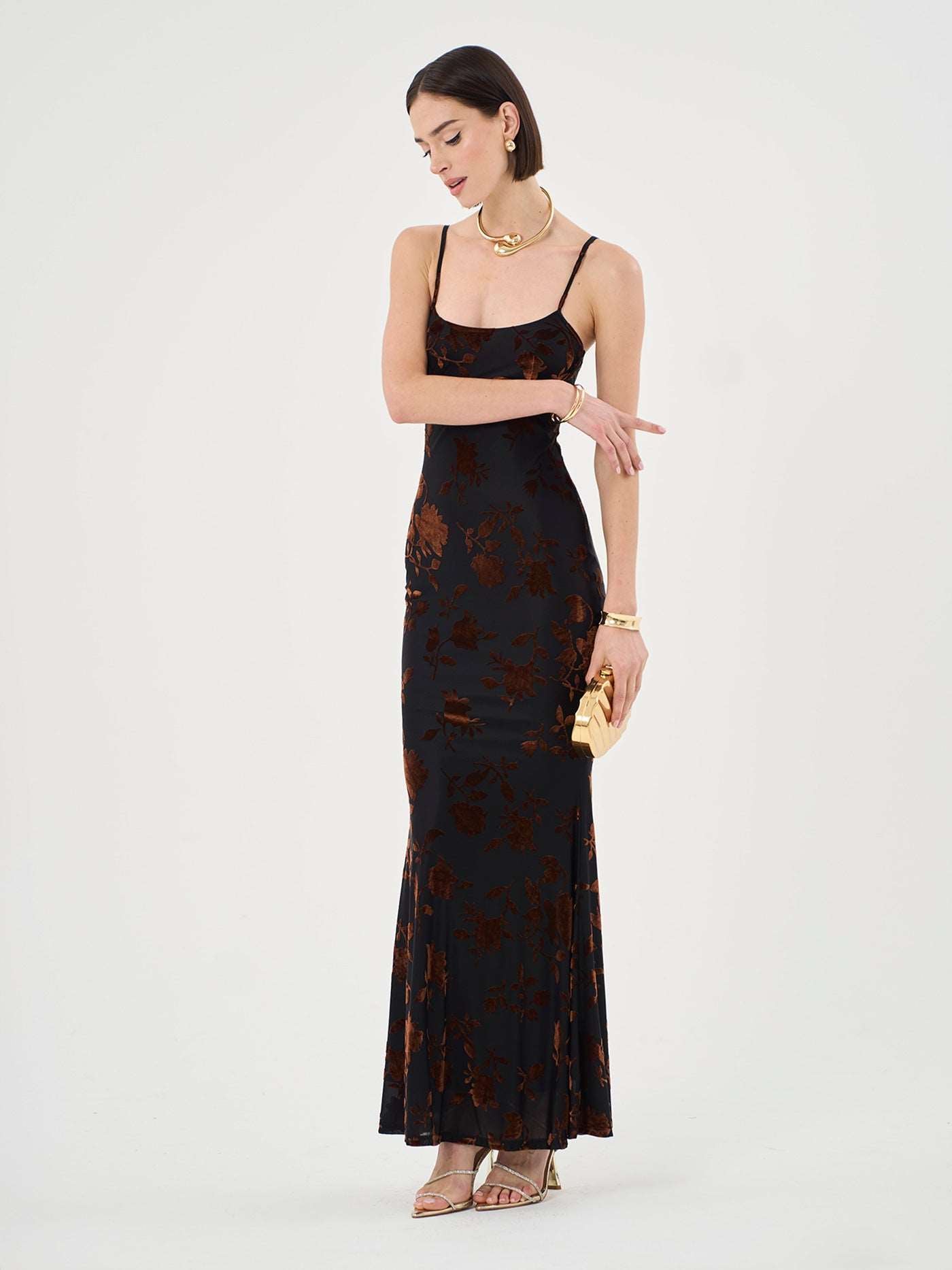 Maxikleid mit Trägern und floralem Muster für besondere Anlässe