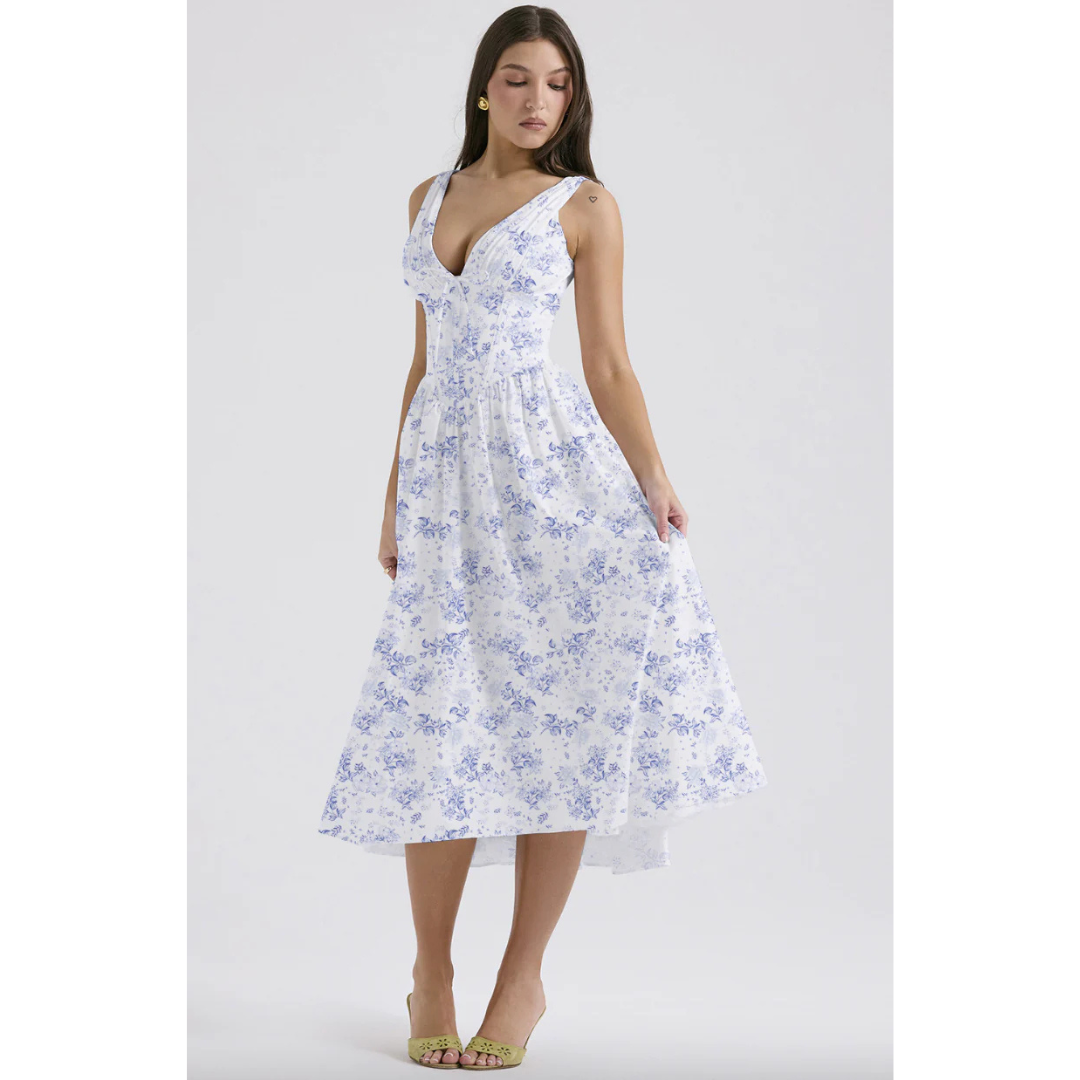 Midi Kleid mit floralem Muster für elegante Anlässe