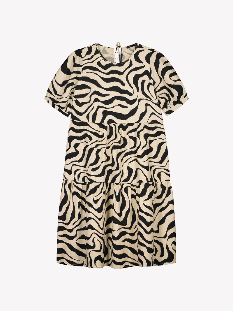 Lässiges Midikleid mit Animalmuster und kurzen Ärmeln