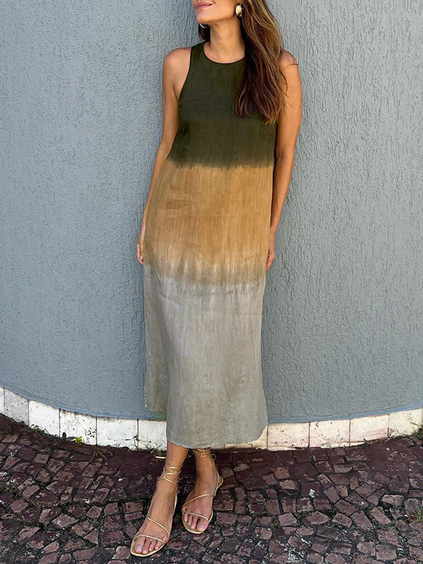 Ärmelloses Sommerkleid in Maxilänge mit sanftem Farbverlauf