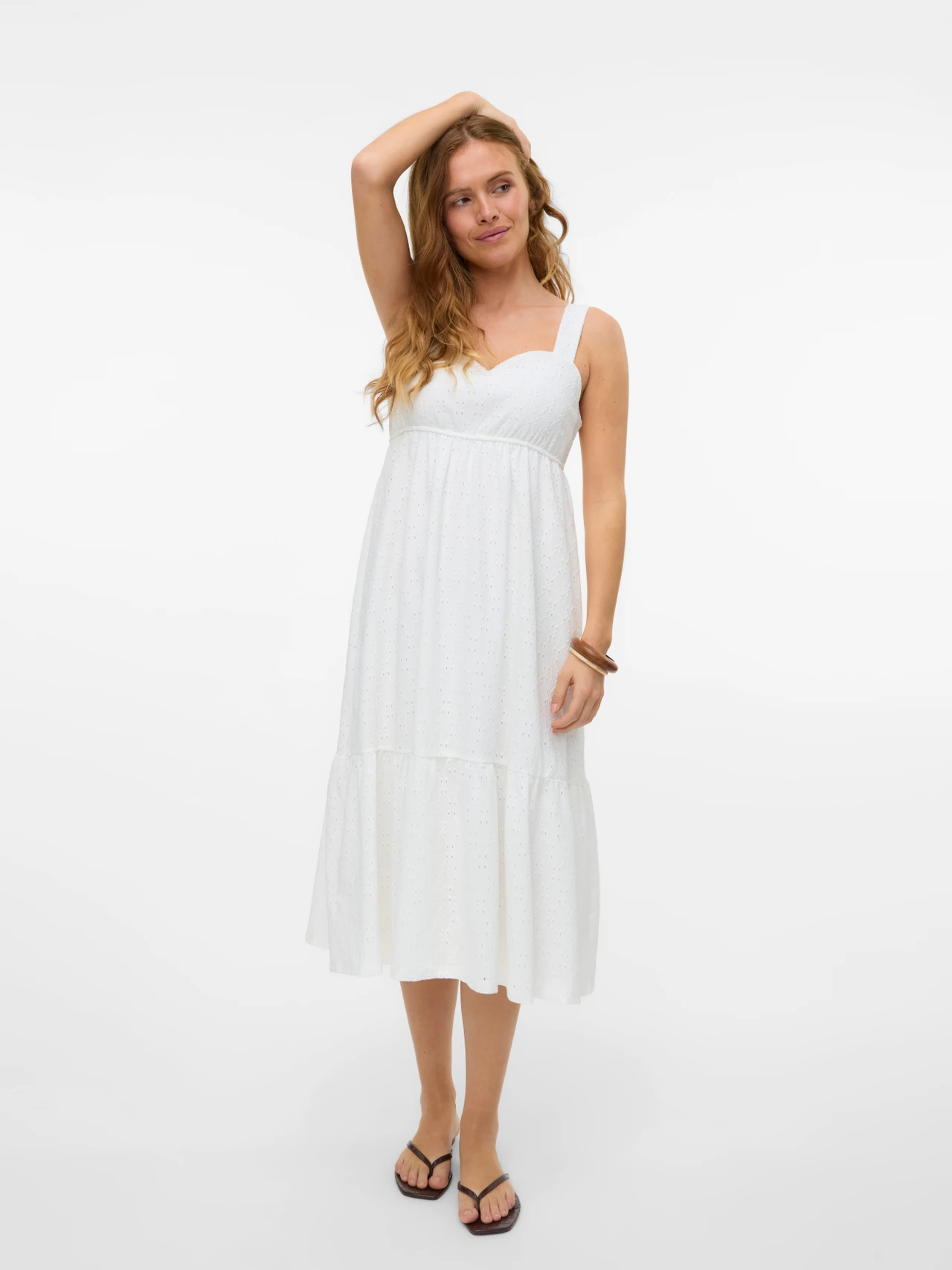 Freizeit Midikleid mit eckigem Ausschnitt und Trägern