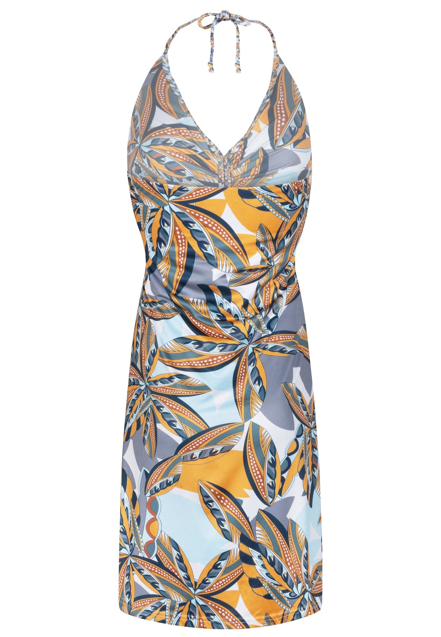 Kurzes Sommerkleid mit Haltertop und offenem Rücken