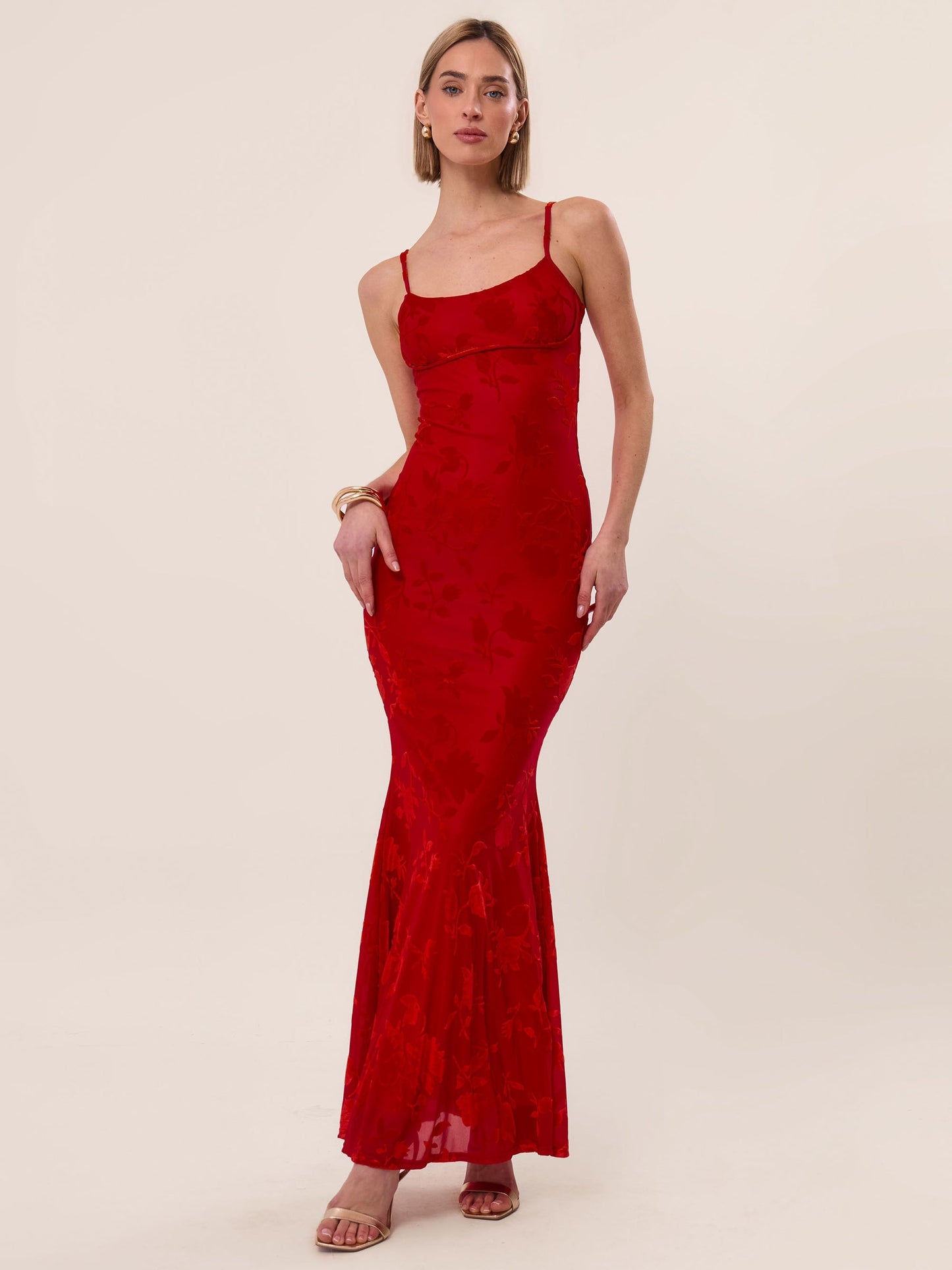 Maxikleid mit Trägern und floralem Muster für besondere Anlässe