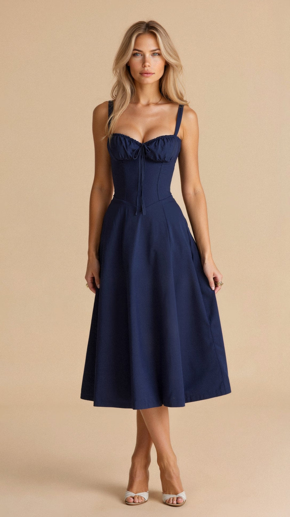 Midikleid mit floralen Details und Trägern für stilvolle Sommertage