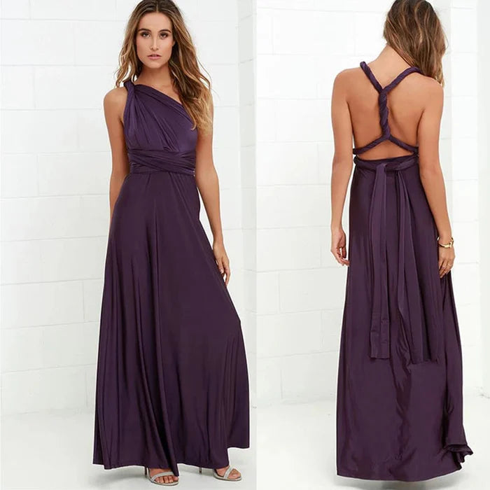 Langes Sommerkleid für Damen mit Bindegürtel und flexibler Tragemöglichkeit
