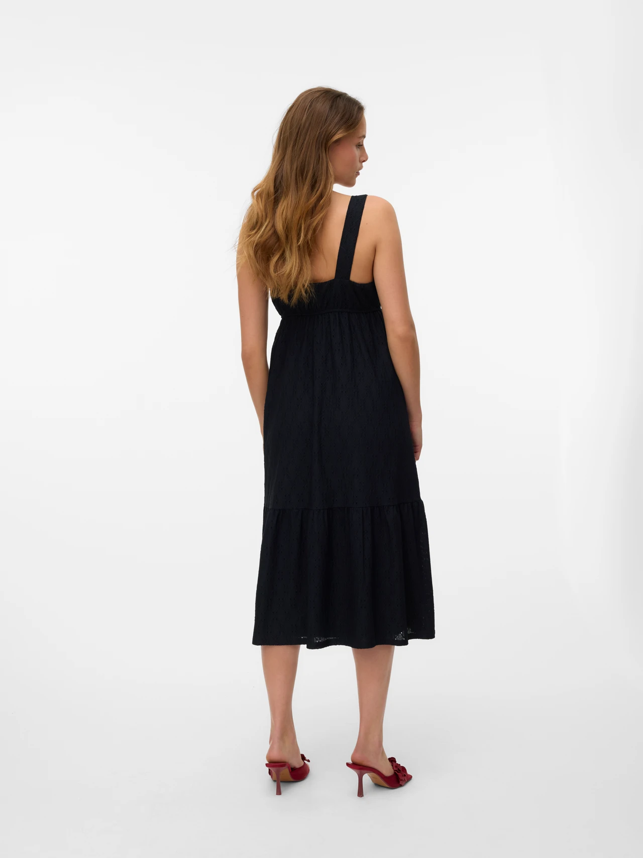 Freizeit Midikleid mit eckigem Ausschnitt und Trägern