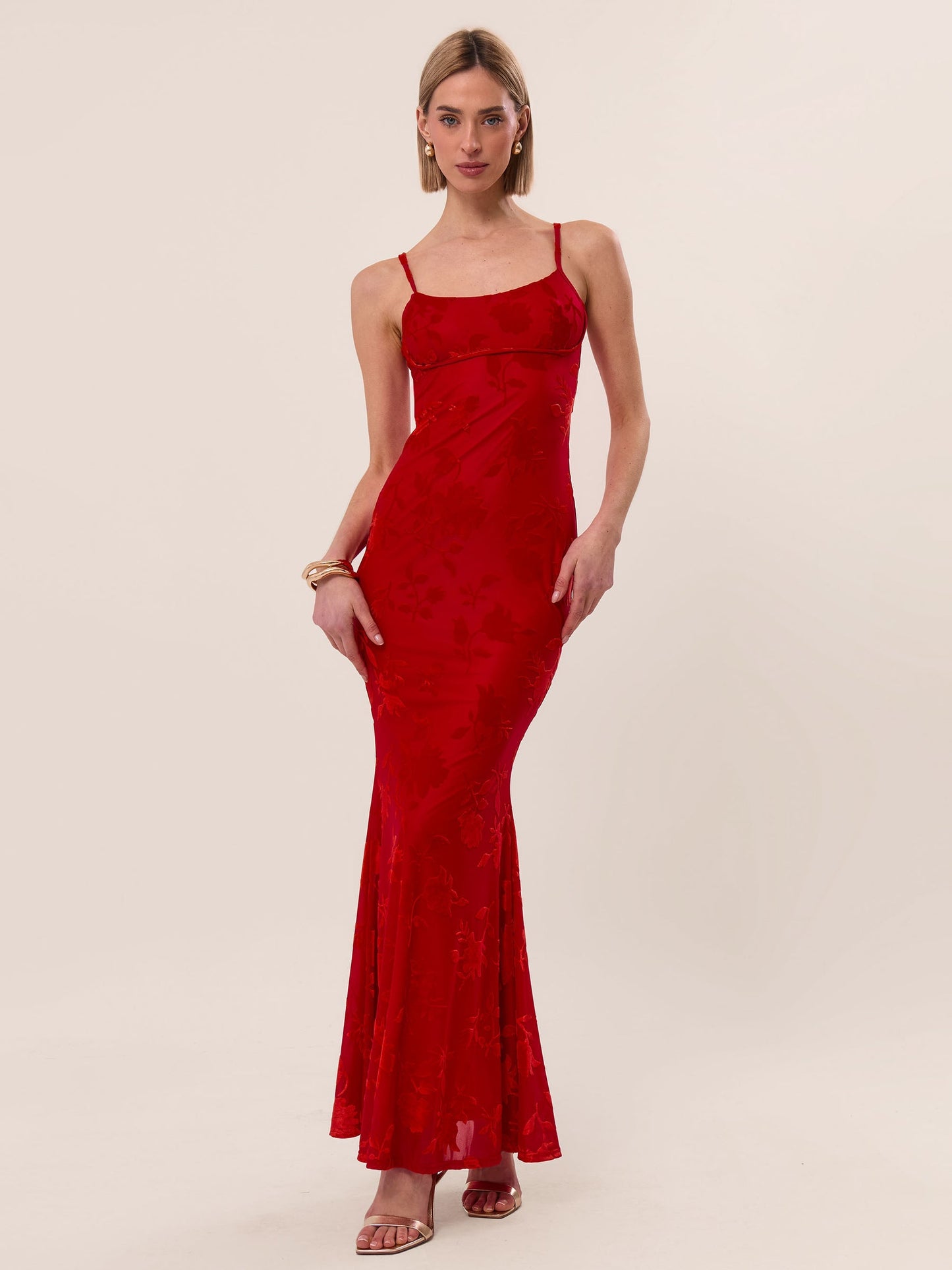 Maxikleid mit Trägern und floralem Muster für besondere Anlässe