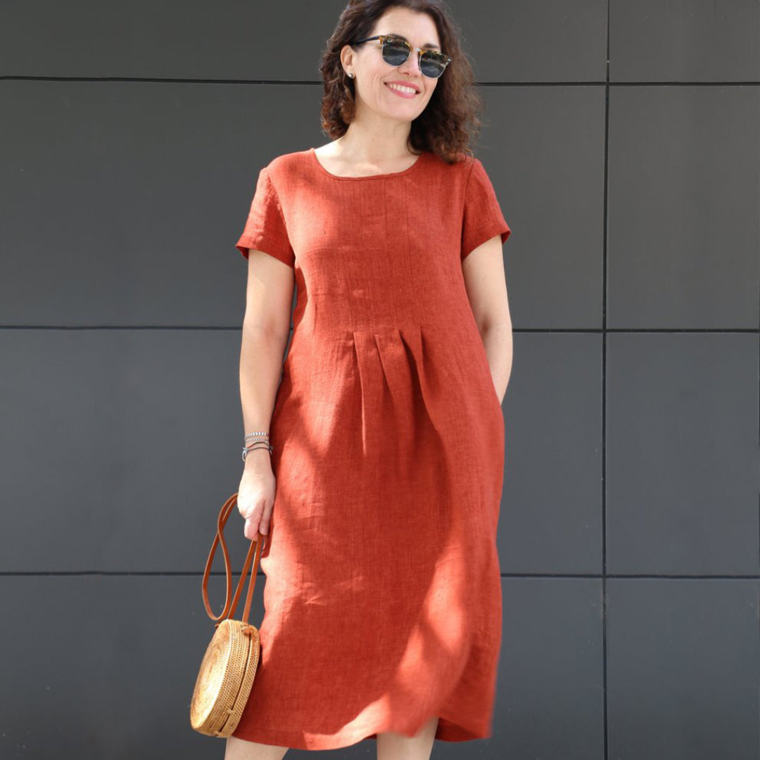 Elegantes Freizeitkleid mit kurzen Ärmeln für den Alltag