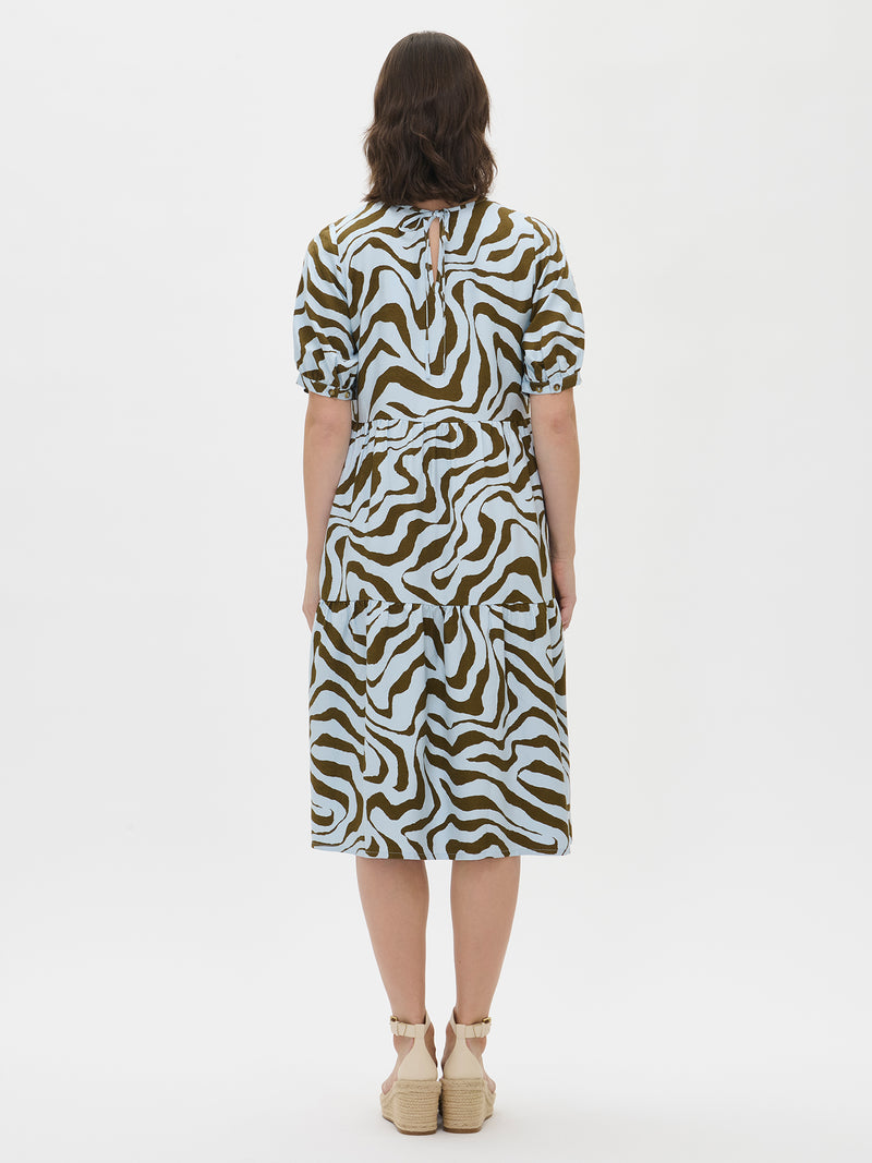 Lässiges Midikleid mit Animalmuster und kurzen Ärmeln