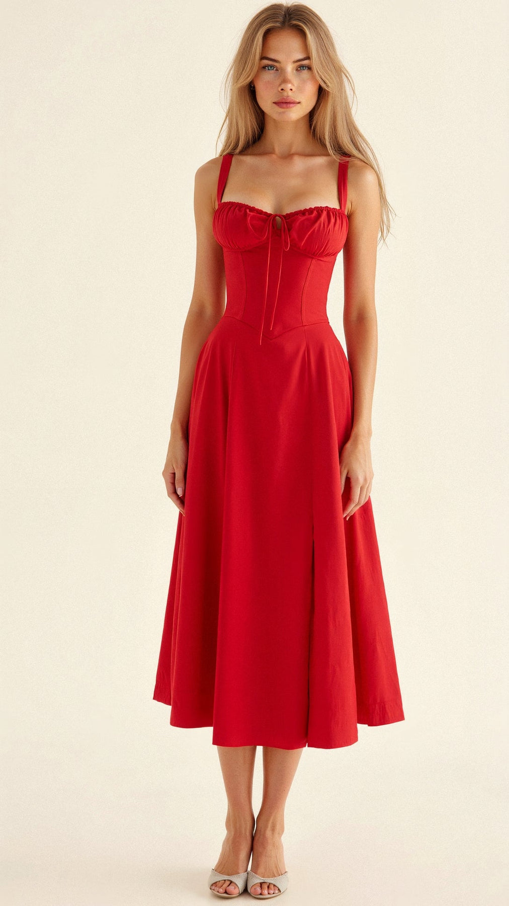 Midikleid mit floralen Details und Trägern für stilvolle Sommertage