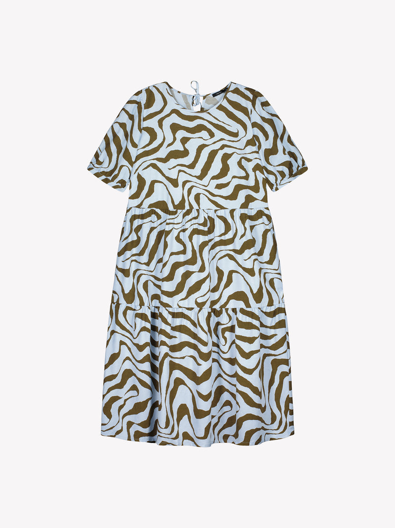 Lässiges Midikleid mit Animalmuster und kurzen Ärmeln