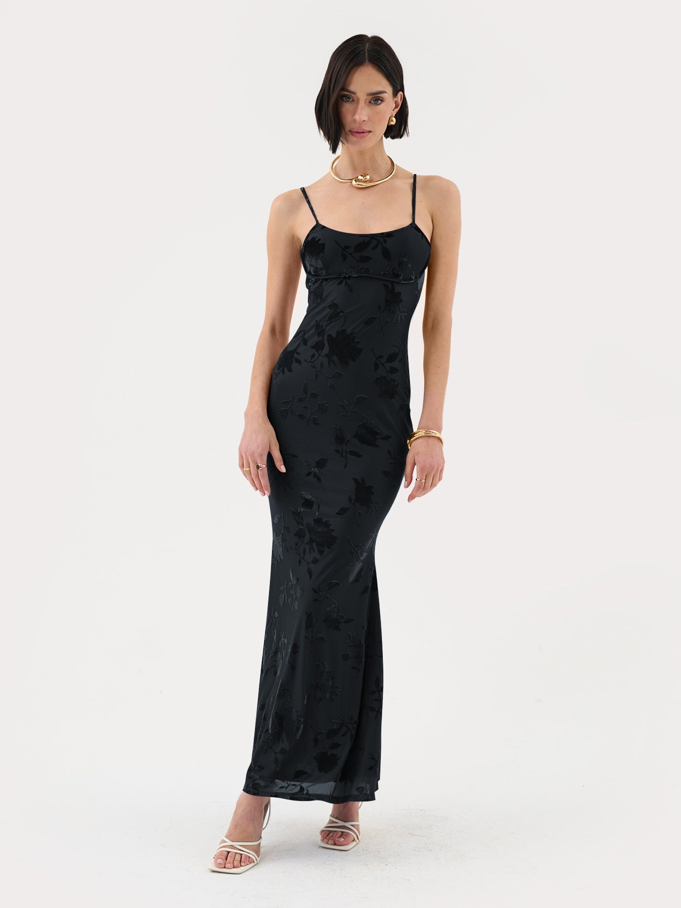 Maxikleid mit Trägern und floralem Muster für besondere Anlässe