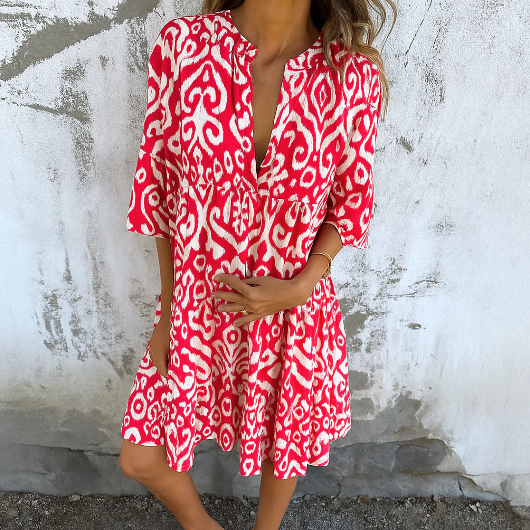 Leichtes Sommerkleid mit elegantem V-Ausschnitt