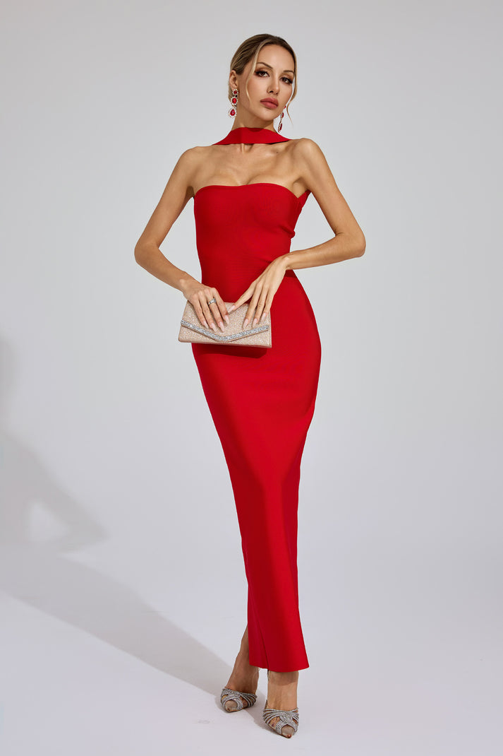 Langes Kleid mit Halterneck und Rückenausschnitt für besondere Anlässe
