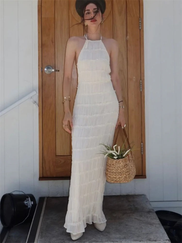 Langes Kleid mit Halterträgern und stilvollem Design für festliche Anlässe