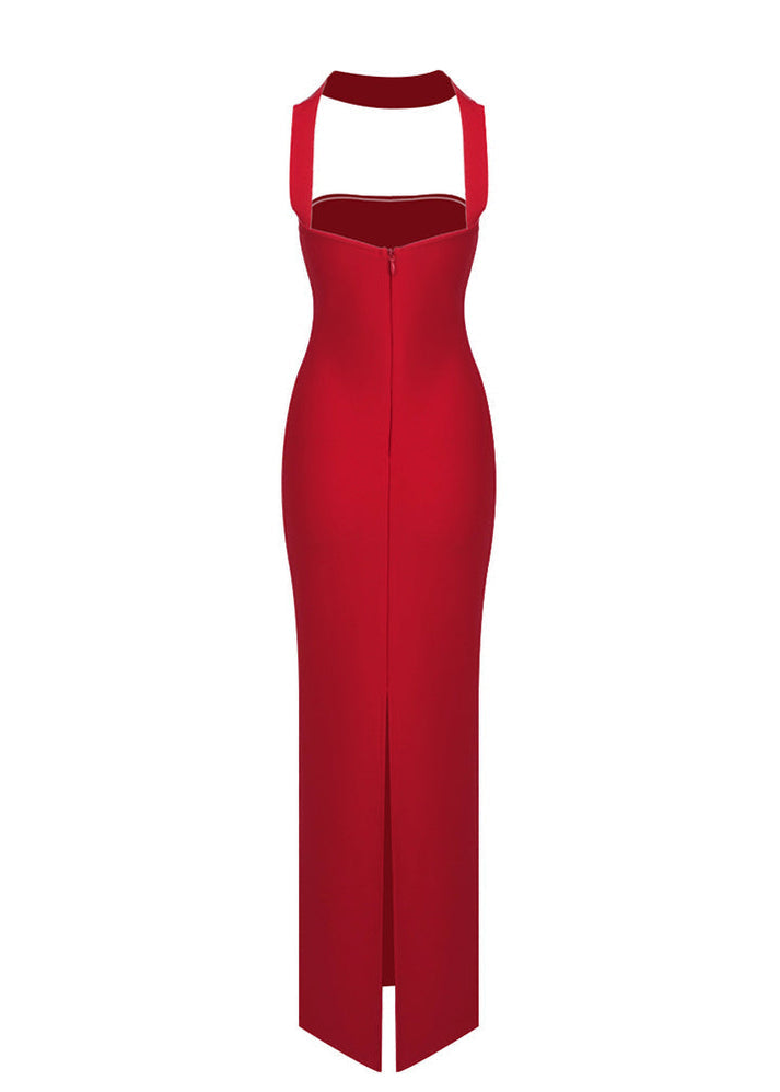 Langes Kleid mit Halterneck und Rückenausschnitt für besondere Anlässe