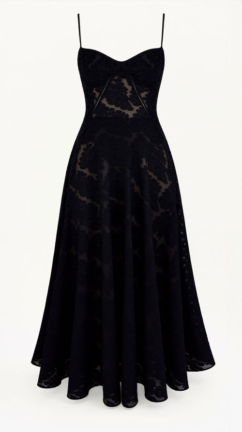 Elegantes Maxikleid mit feinen Trägern und Schnürung im Rückenbereich