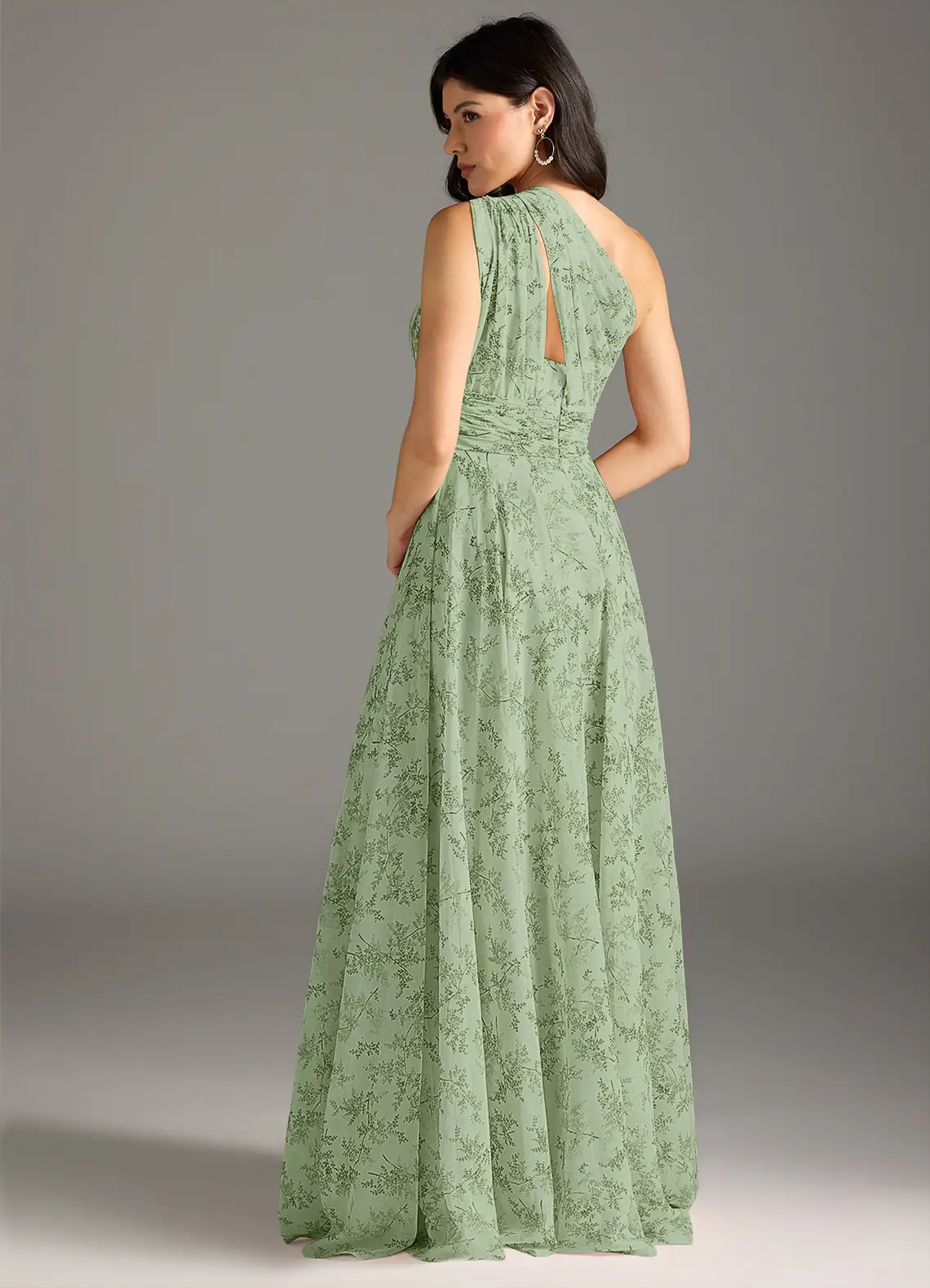 Elegantes Maxikleid mit A-Linie und schrägem Träger in floralem Muster
