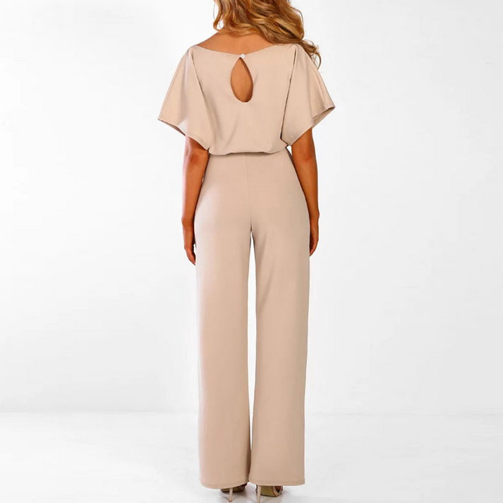 Bequemer langer Jumpsuit mit kurzen Ärmeln für stilvolle Auftritte