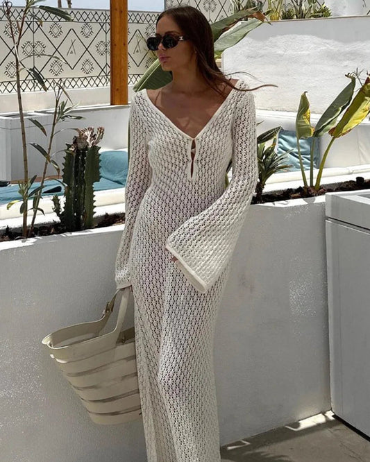 Maxikleid mit langen Ärmeln für einen stilvollen Strandauftritt