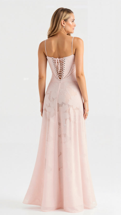 Elegantes Maxikleid mit feinen Trägern und Schnürung im Rückenbereich