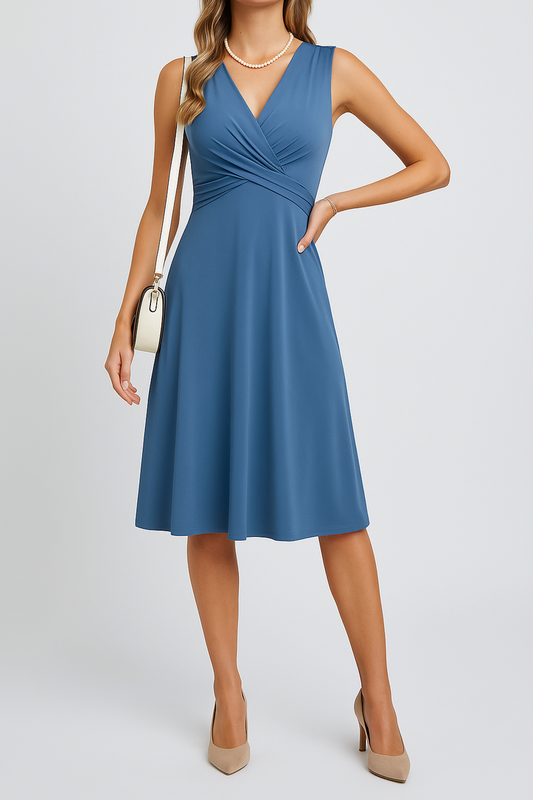 Knielanges Kleid mit kurzen Ärmeln und zartem Blumenmuster für elegante Anlässe