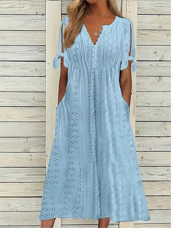 Leichtes Sommer Midikleid mit kurzen Ärmeln für sonnige Momente