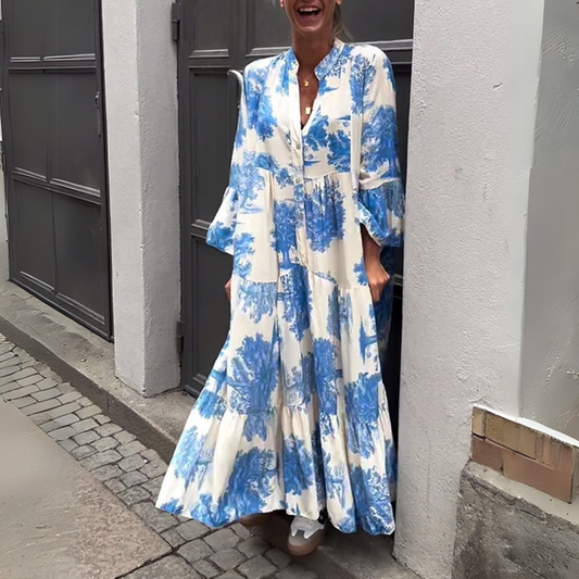 Weit geschnittenes Maxikleid mit langen Ärmeln im Boho Look