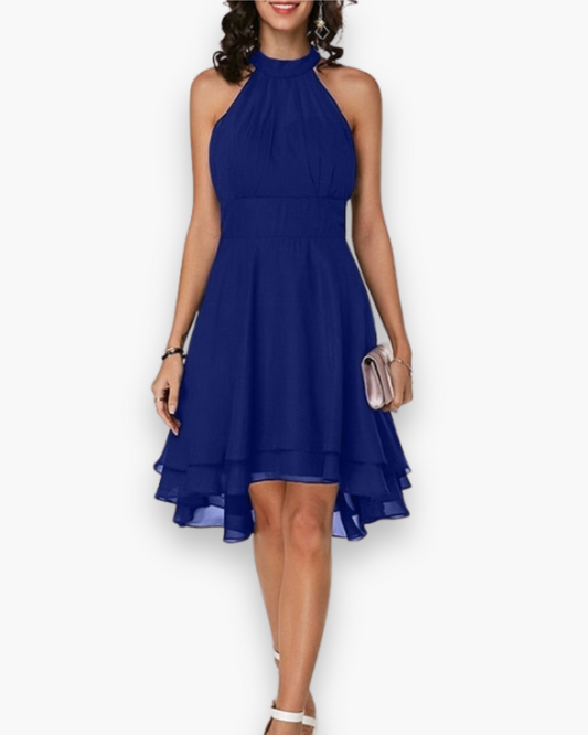 Festliches Midikleid mit Rüschen und modernem Halterstil für besondere Anlässe