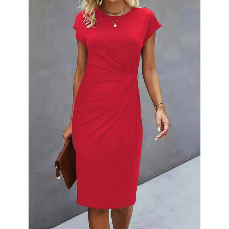 Midikleid mit kurzen Ärmeln und schlichtem Design für jeden Anlass