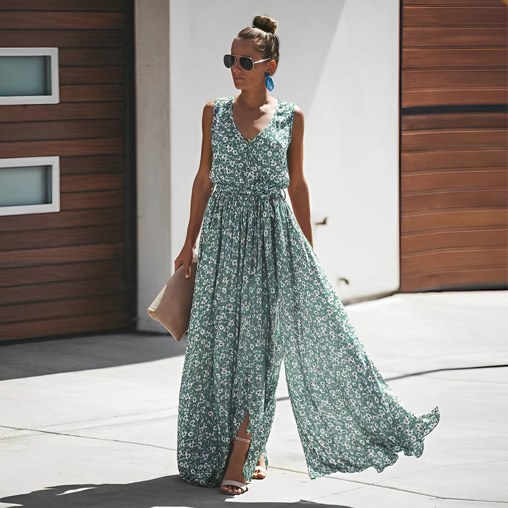 Langes Sommerkleid mit modernem Muster für Damen