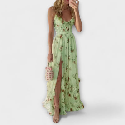 Maxikleid mit Blumenmuster und verspieltem Volantsaum für den Sommer